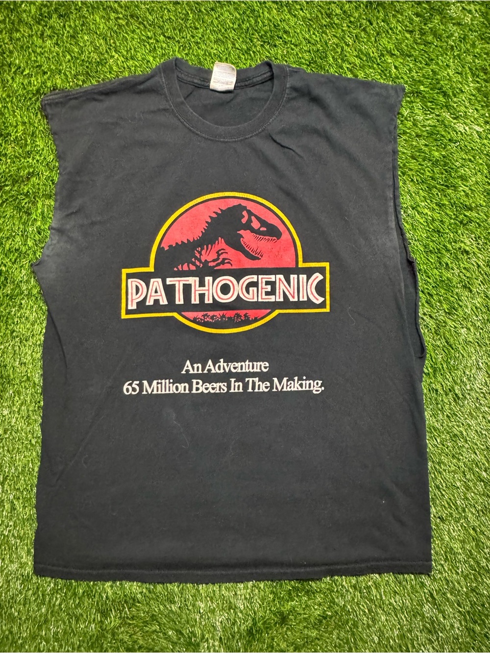 Pathogenic Jurassic Park Parody Band Shirt L Cut Off Goth Grunge Sleeveless Tee